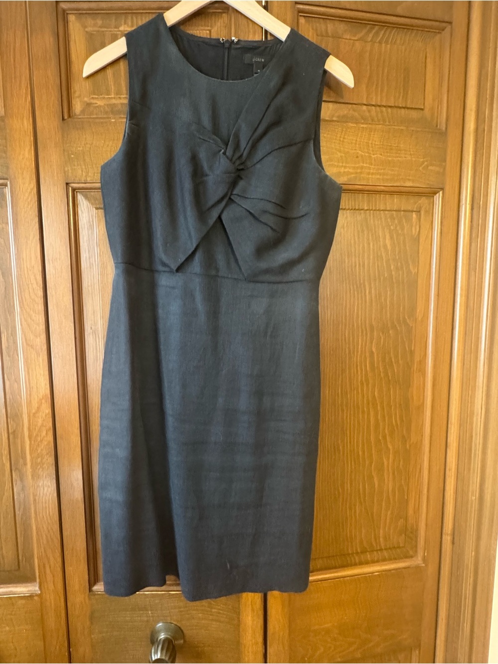 J. Crew Black Sleeveless Midi Dress with Front Knot